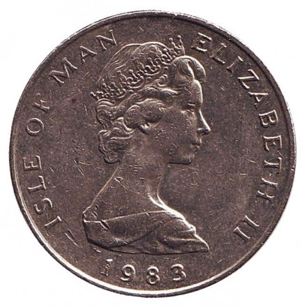 Монета 10 пенсов. 1983 год, Остров Мэн. (Отметка "AD") Сокол. Монета 10 пенсов. 1983 год, Остров Мэн. (Отметка "AD") Сокол.