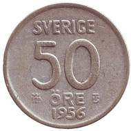 Монета 50 эре. 1956 год, Швеция. Монета 50 эре. 1956 год, Швеция.
