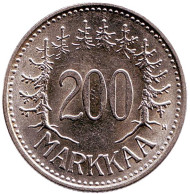 Монета 200 марок. 1956 год, Финляндия.