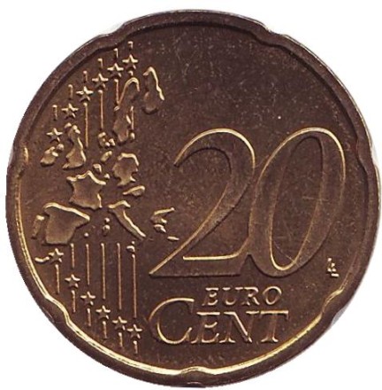 Монета 20 центов. 2004 год (D), Германия. Монета 20 центов. 2004 год (D), Германия.