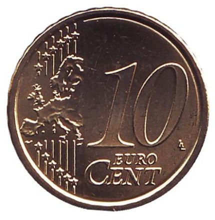 Монета 10 центов. 2018 год, Италия.