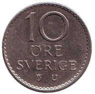 Монета 10 эре. 1962 год, Швеция. Монета 10 эре. 1962 год, Швеция.