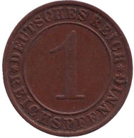 Монета 1 рейхспфенниг. 1934 год (A), Веймарская республика. Монета 1 рейхспфенниг. 1934 год (A), Веймарская республика.