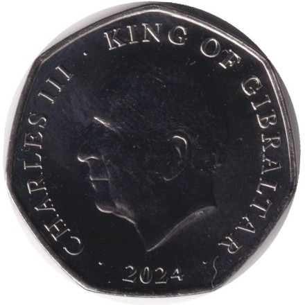 Монета 50 пенсов. 2024 год, Гибралтар. Рождество. Монета 50 пенсов. 2024 год, Гибралтар. Рождество.