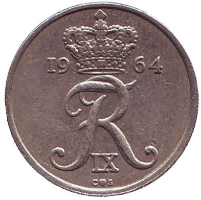 Монета 10 эре. 1964 год, Дания.