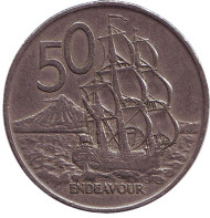 Монета 50 центов, 1967 год, Новая Зеландия. (из обращения) Парусник "Endeavour". Монета 50 центов, 1967 год, Новая Зеландия. (из обращения) Парусник "Endeavour".