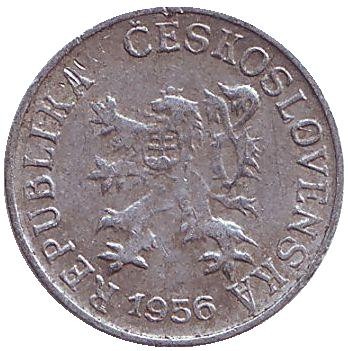 Монета 1 геллер. 1956 год, Чехословакия.