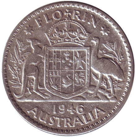 Монета 2 шиллинга (флорин). 1946 год, Австралия.