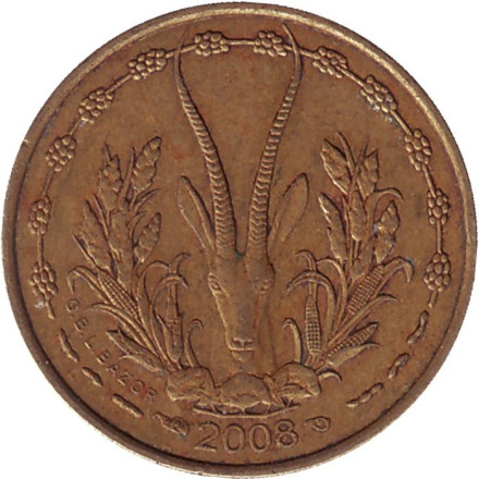 Монета 5 франков. 2008 год, Западные Африканские Штаты.