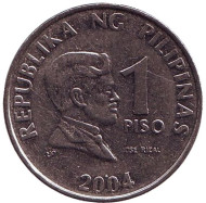 Монета 1 песо. 2004 год, Филиппины. Монета 1 песо. 2004 год, Филиппины.