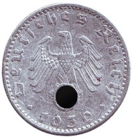 Монета 50 рейхспфеннигов. 1939 год, Германия (Третий Рейх). (A). Алюминий. Монета 50 рейхспфеннигов. 1939 год, Германия (Третий Рейх). (A). Алюминий.