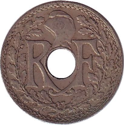 Монета 5 сантимов. 1919 год, Франция. Монета 5 сантимов. 1919 год, Франция.