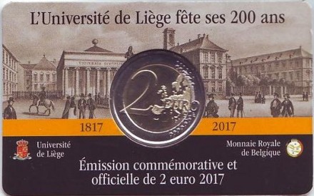 Монета 2 евро. 2017 год, Бельгия. 200 лет со дня основания Льежского университета. Монета 2 евро. 2017 год, Бельгия. 200 лет со дня основания Льежского университета.
