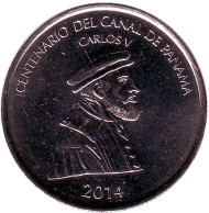 Монета 1/2 бальбоа. 2014 год, Панама. 100 лет Панамскому каналу.