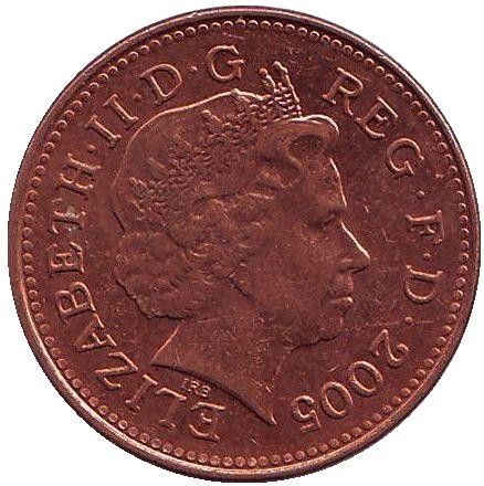 Монета 1 пенни. 2005 год, Великобритания.