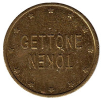 Gettone Token. Игровой жетон, Италия. (Жёлтый металл).
