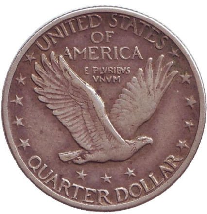 Монета 25 центов. 1917 год (D), США. (Три звезды ниже орла)