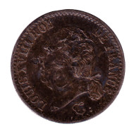 Монета 1/4 франка. 1823 год (W), Франция. Брак чеканки. Людовик XVIII. Монета 1/4 франка. 1823 год (W), Франция. Брак чеканки. Людовик XVIII.