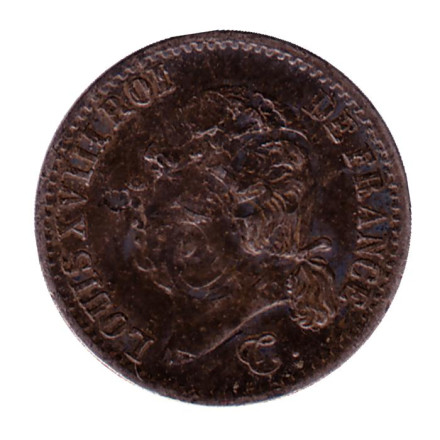 Монета 1/4 франка. 1823 год (W), Франция. Брак чеканки. Людовик XVIII.