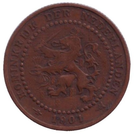 Монета 1 цент. 1901 год, Нидерланды. (Koninkrijk) Монета 1 цент. 1901 год, Нидерланды. (Koninkrijk)