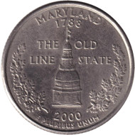 Монета 25 центов (P). 2000 год, США. Мэриленд. Штат № 7. Монета 25 центов (P). 2000 год, США. Мэриленд. Штат № 7.
