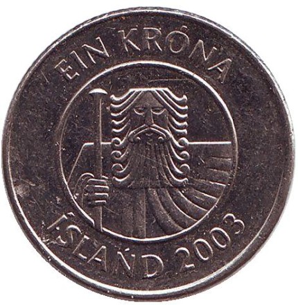 Монета 1 крона. 2003 год, Исландия. Треска.