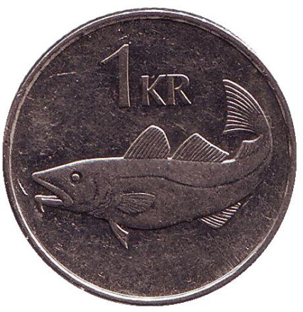 Монета 1 крона. 2003 год, Исландия. Треска.