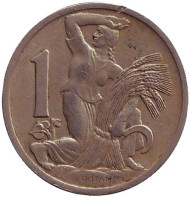 Монета 1 крона. 1922 год, Чехословакия. Монета 1 крона. 1922 год, Чехословакия.