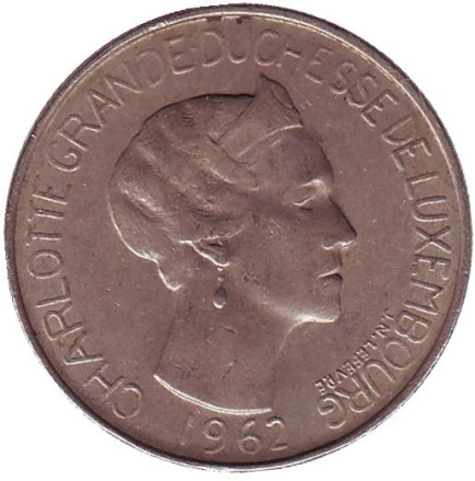 Монета 5 франков. 1962 год, Люксембург.