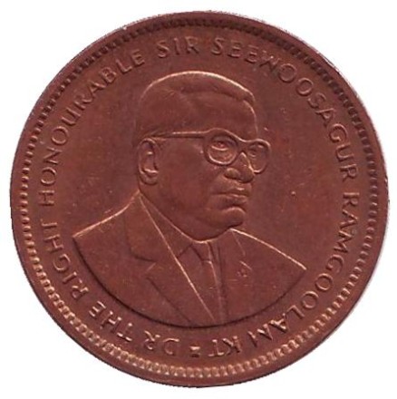 Монета 5 центов. 1987 год, Маврикий. Монета 5 центов. 1987 год, Маврикий.