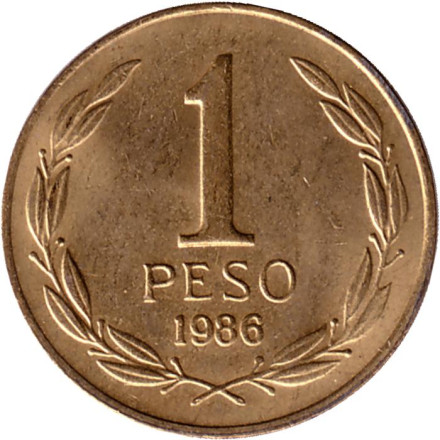 Монета 1 песо. 1986 год, Чили. Бернардо О’Хиггинс.