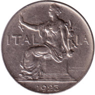 Монета 1 лира. 1923 год, Италия. Монета 1 лира. 1923 год, Италия.
