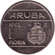 Монета 1 флорин. 1993 год, Аруба. Монета 1 флорин. 1993 год, Аруба.