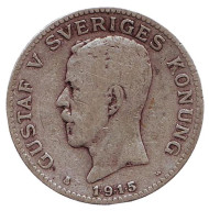Монета 1 крона. 1915 год, Швеция. Густав V. Монета 1 крона. 1915 год, Швеция. Густав V.