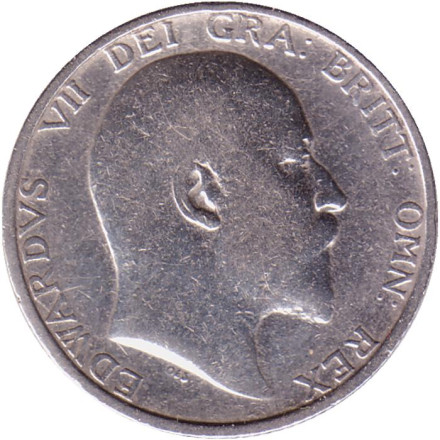 Монета 1 шиллинг. 1907 год, Великобритания.