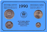 Годовой набор монет Швеции. (4 штуки). 1990 год, Швеция. (Жёсткий пластик) Годовой набор монет Швеции. (4 штуки). 1990 год, Швеция. (Жёсткий пластик)