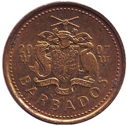 Монета 5 центов. 2007 год, Барбадос. (Магнитная). Маяк.