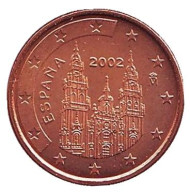 Монета 1 цент. 2002 год, Испания.