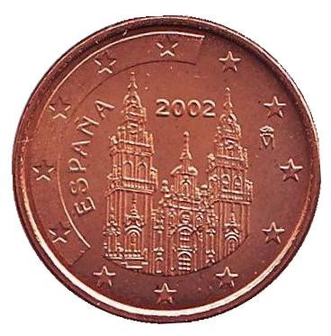 Монета 1 цент. 2002 год, Испания.