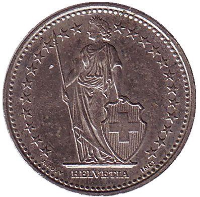 Монета 1/2 франка. 1997 год, Швейцария. Монета 1/2 франка. 1997 год, Швейцария.