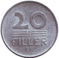 Монета 20 филлеров. 1966 год, Венгрия. Монета 20 филлеров. 1966 год, Венгрия.