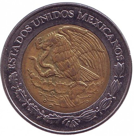 Монета 2 песо. 2002 год, Мексика.