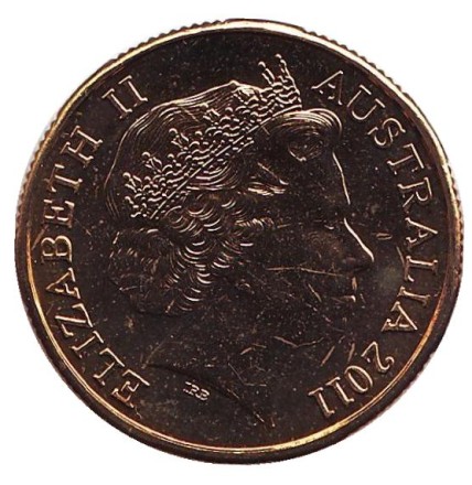 Монета 1 доллар. 2011 год, Австралия. Голова барана Меринос. Австралийская шерсть. (Отметка: "S").