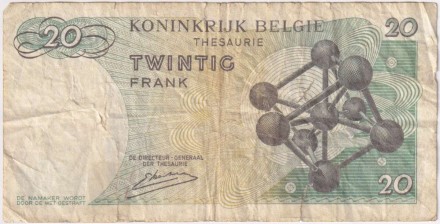 Банкнота 20 франков. 1964 год, Бельгия. P-138(3). Банкнота 20 франков. 1964 год, Бельгия. P-138(3).