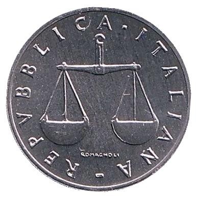 Монета 1 лира. 1998 год, Италия. Рог изобилия. BU.