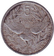 Монета 5 франков. 1983 год, Новая Каледония. Птица кагу.