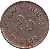 Монета 25 пенни. 1936 год, Финляндия. Монета 25 пенни. 1936 год, Финляндия.