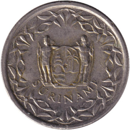 Монета 25 центов. 2009 год, Суринам. Монета 25 центов. 2009 год, Суринам.