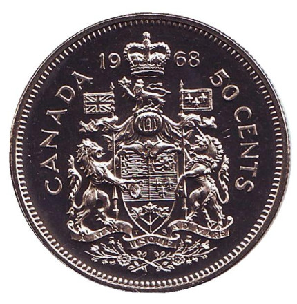 Монета 50 центов. 1968 год, Канада. UNC.