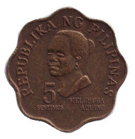 Монета 5 сентимо. 1977 год, Филиппины.